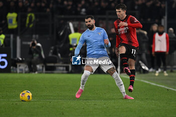 2024-03-01 - Elseid Hysaj of S.S. Lazio and Christian Pulisic of A.C. Milan during the 27th day of the Serie A Championship between S.S. Lazio vs A.C. Milan, 1 March 2024 at the Olympic Stadium in Rome. - SS LAZIO VS AC MILAN - ITALIAN SERIE A - SOCCER