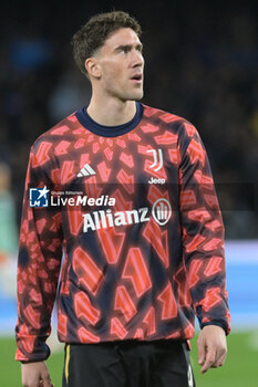 2024-03-03 - Dusan Vlahovic of Juventus FC in the warm-up before the match during the Serie A Match between SSC Napoli vs Juventus FC at Diego Armando Maradona Stadium - SSC NAPOLI VS JUVENTUS FC - ITALIAN SERIE A - SOCCER