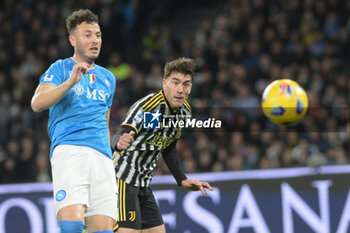 2024-03-03 - Dusan Vlahovic of Juventus FC competes for the ball with Amir Rrahmano of SSC Napoli during the Serie A Match between SSC Napoli vs Juventus FC at Diego Armando Maradona Stadium - SSC NAPOLI VS JUVENTUS FC - ITALIAN SERIE A - SOCCER
