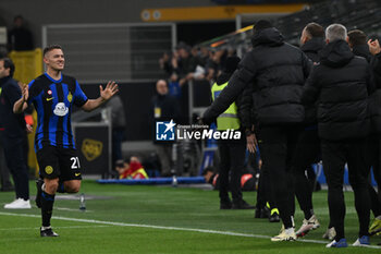 2024-03-04 - Kristjan Asllani of Fc Inter celebrating after a goal during the Italian Serie A football match between Inter FC Internazionale and Genoa CFC on 4 of March 2024 at Giuseppe Meazza San Siro Siro stadium in Milan, Italy. Photo Tiziano Ballabio - INTER - FC INTERNAZIONALE VS GENOA CFC - ITALIAN SERIE A - SOCCER