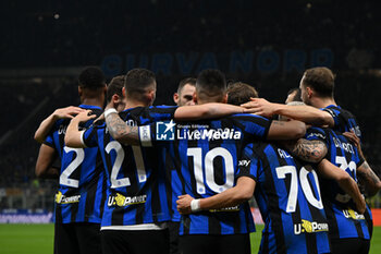 2024-03-04 - Team of FC Internazionale scores a goal during the Italian Serie A football match between Inter FC Internazionale and Genoa CFC on 4 of March 2024 at Giuseppe Meazza San Siro Siro stadium in Milan, Italy. Photo Tiziano Ballabio - INTER - FC INTERNAZIONALE VS GENOA CFC - ITALIAN SERIE A - SOCCER