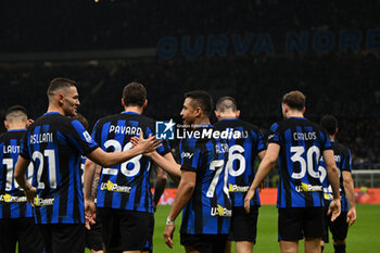 2024-03-04 - Team of FC Internazionale scores a goal during the Italian Serie A football match between Inter FC Internazionale and Genoa CFC on 4 of March 2024 at Giuseppe Meazza San Siro Siro stadium in Milan, Italy. Photo Tiziano Ballabio - INTER - FC INTERNAZIONALE VS GENOA CFC - ITALIAN SERIE A - SOCCER