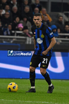 2024-03-04 - Kristjan Asllani during the Italian Serie A football match between Inter FC Internazionale and Genoa CFC on 4 of March 2024 at Giuseppe Meazza San Siro Siro stadium in Milan, Italy. Photo Tiziano Ballabio - INTER - FC INTERNAZIONALE VS GENOA CFC - ITALIAN SERIE A - SOCCER