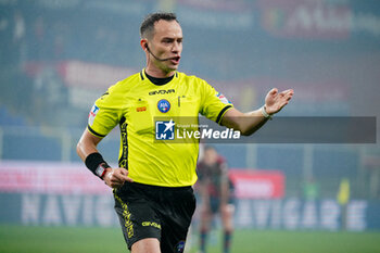 2024-01-09 - Ermanno Feliciani (Referee) during the Italian championship Serie A football match between Genoa CFC and AC Monza on March 9, 2024 at Stade Luigi-Ferraris in Genoa, Italy - FOOTBALL - ITALIAN CHAMP - GENOA V MONZA - ITALIAN SERIE A - SOCCER