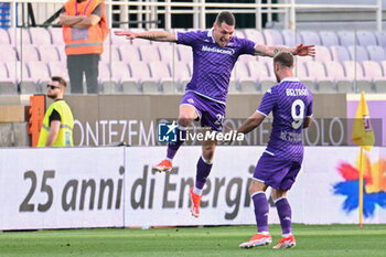 2024-04-15 - ACF Fiorentina's forward Andrea Belotti celebrates after scoring a goal later disallowed for offside - ACF FIORENTINA VS GENOA CFC - ITALIAN SERIE A - SOCCER