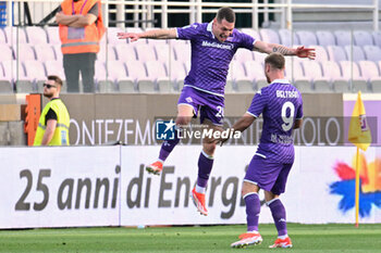 2024-04-15 - ACF Fiorentina's forward Andrea Belotti celebrates after scoring a goal later disallowed for offside - ACF FIORENTINA VS GENOA CFC - ITALIAN SERIE A - SOCCER