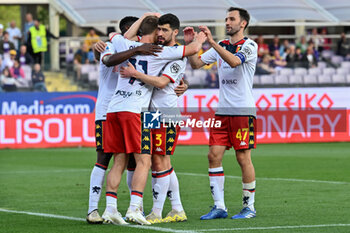 2024-04-15 - Genoa CFC's players celebrate after a goal - ACF FIORENTINA VS GENOA CFC - ITALIAN SERIE A - SOCCER