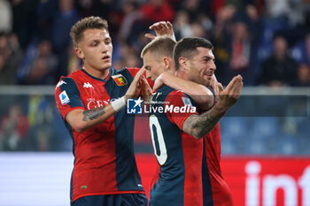 2024-04-29 - Serie A, day 34, Stadio Ferraris, Genova, Genoa - Cagliari, in the photo: Gudmundsson, Retegui and Sabelli - GENOA CFC VS CAGLIARI CALCIO - ITALIAN SERIE A - SOCCER