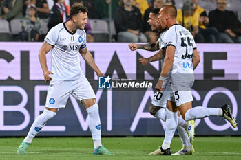 2024-05-17 - SSC Napoli's defender Amir Rrahmani celebrates after scoring a goal with his teammates - ACF FIORENTINA VS SSC NAPOLI - ITALIAN SERIE A - SOCCER