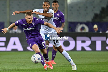 2024-05-17 - ACF Fiorentina's forward Lucas Beltran against SSC Napoli's midfielder Jens Cajuste - ACF FIORENTINA VS SSC NAPOLI - ITALIAN SERIE A - SOCCER