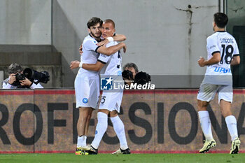 2024-05-17 - SSC Napoli's forward Khvicha Kvaratskhelia celebrates after scoring a goal with SSC Napoli's defender Leo Skiri Ostigard - ACF FIORENTINA VS SSC NAPOLI - ITALIAN SERIE A - SOCCER