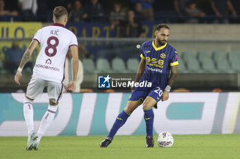 2024-09-20 - Grigoris Kastanos  of Hellas Verona FC play the ball during Hellas Verona FC vs Torino FC , 5° Serie A Enilive 2024-25 game at Marcantonio Bentegodi Stadium in Verona (VR), Italy, on September 20, 2024. - HELLAS VERONA FC VS TORINO FC - ITALIAN SERIE A - SOCCER