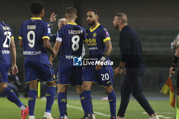 2024-09-20 - Grigoris Kastanos  of Hellas Verona FC Hellas Verona's players jubilates after scoring the goal during Hellas Verona FC vs Torino FC , 5° Serie A Enilive 2024-25 game at Marcantonio Bentegodi Stadium in Verona (VR), Italy, on September 20, 2024. - HELLAS VERONA FC VS TORINO FC - ITALIAN SERIE A - SOCCER