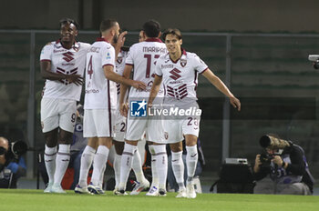 2024-09-20 - Antonio Sanabria of Torino FC and Torino's players jubilates after scoring the goal during Hellas Verona FC vs Torino FC , 5° Serie A Enilive 2024-25 game at Marcantonio Bentegodi Stadium in Verona (VR), Italy, on September 20, 2024. - HELLAS VERONA FC VS TORINO FC - ITALIAN SERIE A - SOCCER