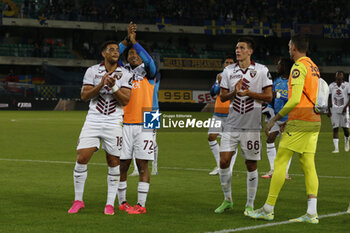 2024-09-20 - Torino players celebrate the victory at the end of Hellas Verona FC vs Torino FC , 5° Serie A Enilive 2024-25 game at Marcantonio Bentegodi Stadium in Verona (VR), Italy, on September 20, 2024. - HELLAS VERONA FC VS TORINO FC - ITALIAN SERIE A - SOCCER