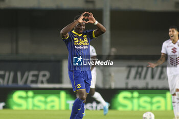 2024-09-20 - Daniel Mosquera of Hellas Verona FC celebrates after scoring during Hellas Verona FC vs Torino FC , 5° Serie A Enilive 2024-25 game at Marcantonio Bentegodi Stadium in Verona (VR), Italy, on September 20, 2024. - HELLAS VERONA FC VS TORINO FC - ITALIAN SERIE A - SOCCER