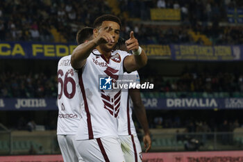 2024-09-20 - Ché Adams of Torino FC celebrates after scoring during Hellas Verona FC vs Torino FC , 5° Serie A Enilive 2024-25 game at Marcantonio Bentegodi Stadium in Verona (VR), Italy, on September 20, 2024. - HELLAS VERONA FC VS TORINO FC - ITALIAN SERIE A - SOCCER