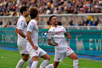 2024-10-20 - Danilo Cataldi of Fiorentina celebrates after scoring a goal - US LECCE VS ACF FIORENTINA - ITALIAN SERIE A - SOCCER