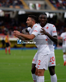 2024-10-20 - Danilo Cataldi of Fiorentina celebrates after scoring a goal with Moise Kean of Fiorentina - US LECCE VS ACF FIORENTINA - ITALIAN SERIE A - SOCCER