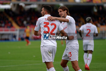 2024-10-20 - Danilo Cataldi of Fiorentina celebrates with Andrea Colpani of Fiorentina - US LECCE VS ACF FIORENTINA - ITALIAN SERIE A - SOCCER