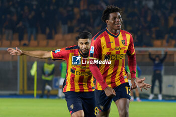 2024-10-29 - Patrick Dorgu of US Lecce celebrates after scoring a goal with Hamza Rafia of US Lecce - US LECCE VS HELLAS VERONA FC - ITALIAN SERIE A - SOCCER