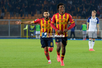 2024-10-29 - Patrick Dorgu of US Lecce celebrates after scoring a goal with Hamza Rafia of US Lecce - US LECCE VS HELLAS VERONA FC - ITALIAN SERIE A - SOCCER