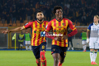 2024-10-29 - Patrick Dorgu of US Lecce celebrates after scoring a goal with Hamza Rafia of US Lecce - US LECCE VS HELLAS VERONA FC - ITALIAN SERIE A - SOCCER