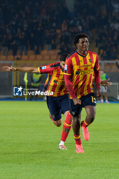 2024-10-29 - Patrick Dorgu of US Lecce celebrates after scoring a goal with Hamza Rafia of US Lecce - US LECCE VS HELLAS VERONA FC - ITALIAN SERIE A - SOCCER