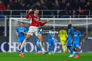 2024-10-29 - Alvaro Morata of AC Milan celebrates after scoring a goal (goal will be disallowed by Video Assistant Referee due to offside) during Serie A 2024/25 football match between AC Milan and SSC Napoli at San Siro Stadium - AC MILAN VS SSC NAPOLI - ITALIAN SERIE A - SOCCER