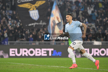 2024-11-04 - Lazio’s Mattia Zaccagni celebrates after scoring the goal 2-1 during the Italian Football Championship League A 2024/2025 match between SS Lazio vs Cagliari Calcio at the Olimpic Stadium in Rome on 04 November 2024. - SS LAZIO VS CAGLIARI CALCIO - ITALIAN SERIE A - SOCCER