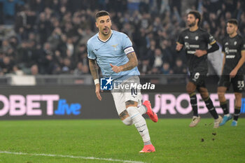 2024-11-04 - Lazio’s Mattia Zaccagni celebrates after scoring the goal 2-1 during the Italian Football Championship League A 2024/2025 match between SS Lazio vs Cagliari Calcio at the Olimpic Stadium in Rome on 04 November 2024. - SS LAZIO VS CAGLIARI CALCIO - ITALIAN SERIE A - SOCCER