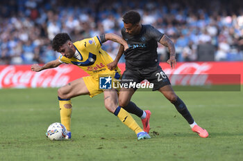 2024-11-03 - Matteo Ruggeri of Atalanta BC competes for the ball with Cyril Ngonge of SSC Napoli during the Serie A Enelive betwee SSC Napoli vs Atalanta BC at Diego Armando MAradona Stadium - SSC NAPOLI VS ATALANTA BC - ITALIAN SERIE A - SOCCER