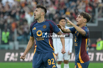 2024-11-10 - Roma’s Stephan El Shaarawy celebrates after scoring the goal 1-1 during the Italian Football Championship League A Enilive 2024/2025 match between AS Roma vs Bologna FC at the Olimpic Stadium in Rome on 10 November 2024. - AS ROMA VS BOLOGNA FC - ITALIAN SERIE A - SOCCER