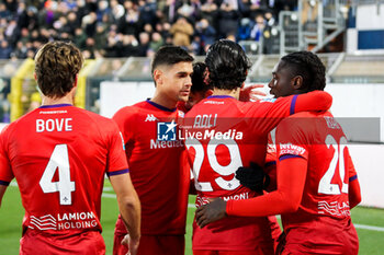 2024-11-24 - Moise Kean(ACF Fiorentina)celebrates his goal 2-0 Soccer - Italian ,Serie A - Como 1907 vs ACF Fiorentina , 2024-25 game at Stadio Giuseppe Sinigaglia in Como (CO), Italy, 24.11.2024. Photo by Marius Bunduc/LiveMedia - COMO 1907 VS ACF FIORENTINA - ITALIAN SERIE A - SOCCER