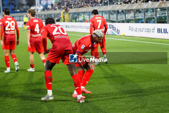 2024-11-24 - Moise Kean(ACF Fiorentina)celebrates his goal 2-0 Soccer - Italian ,Serie A - Como 1907 vs ACF Fiorentina , 2024-25 game at Stadio Giuseppe Sinigaglia in Como (CO), Italy, 24.11.2024. Photo by Marius Bunduc/LiveMedia - COMO 1907 VS ACF FIORENTINA - ITALIAN SERIE A - SOCCER