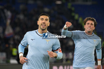 2024-11-24 - Lazio’s Mattia Zaccagni celebrates after scoring the goal 2-0 during the Italian Football Championship League A 2024/2025 match between SS Lazio vs Bologna FC at the Olimpic Stadium in Rome on 24 November 2024. - SS LAZIO VS BOLOGNA FC - ITALIAN SERIE A - SOCCER