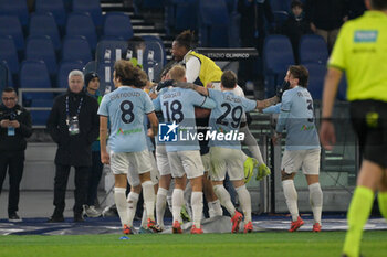 2024-11-24 - Lazio's Samuel Gigot  celebrates after scoring the goal 1-0 during the Italian Football Championship League A 2024/2025 match between SS Lazio vs Bologna FC at the Olimpic Stadium in Rome on 24 November 2024. - SS LAZIO VS BOLOGNA FC - ITALIAN SERIE A - SOCCER