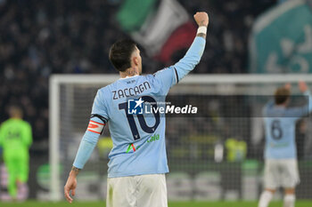 2024-11-24 - Lazio’s Mattia Zaccagni celebrates after scoring the goal 2-0 during the Italian Football Championship League A 2024/2025 match between SS Lazio vs Bologna FC at the Olimpic Stadium in Rome on 24 November 2024. - SS LAZIO VS BOLOGNA FC - ITALIAN SERIE A - SOCCER