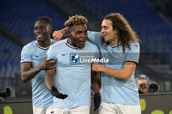 2024-11-24 - Lazio's Fisayo Dele-Bashiru and Lazio's Matteo Guendouzi  celebrates after scoring the goal 2-0 during the Italian Football Championship League A 2024/2025 match between SS Lazio vs Bologna FC at the Olimpic Stadium in Rome on 24 November 2024. - SS LAZIO VS BOLOGNA FC - ITALIAN SERIE A - SOCCER