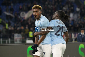 2024-11-24 - Lazio's Fisayo Dele-Bashiru  and Lazio’s Loum Tchaouna celebrates after scoring the goal 3-0 during the Italian Football Championship League A 2024/2025 match between SS Lazio vs Bologna FC at the Olimpic Stadium in Rome on 24 November 2024. - SS LAZIO VS BOLOGNA FC - ITALIAN SERIE A - SOCCER