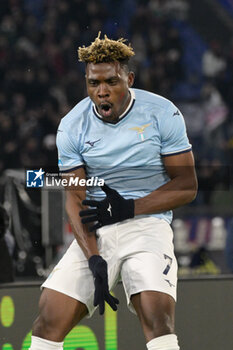 2024-11-24 - Lazio's Fisayo Dele-Bashiru celebrates after scoring the goal 3-0 during the Italian Football Championship League A 2024/2025 match between SS Lazio vs Bologna FC at the Olimpic Stadium in Rome on 24 November 2024. - SS LAZIO VS BOLOGNA FC - ITALIAN SERIE A - SOCCER