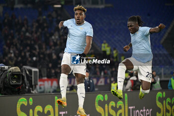 2024-11-24 - Lazio's Fisayo Dele-Bashiru  and Lazio’s Loum Tchaouna celebrates after scoring the goal 3-0 during the Italian Football Championship League A 2024/2025 match between SS Lazio vs Bologna FC at the Olimpic Stadium in Rome on 24 November 2024. - SS LAZIO VS BOLOGNA FC - ITALIAN SERIE A - SOCCER