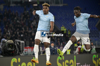 2024-11-24 - Lazio's Fisayo Dele-Bashiru  and Lazio’s Loum Tchaouna celebrates after scoring the goal 3-0 during the Italian Football Championship League A 2024/2025 match between SS Lazio vs Bologna FC at the Olimpic Stadium in Rome on 24 November 2024. - SS LAZIO VS BOLOGNA FC - ITALIAN SERIE A - SOCCER