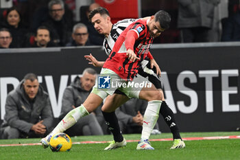 2024-11-23 - Alvaro Morata of AC Milan and Francisco Conceicao of Juventus FC during the Italian Serie A football match between AC Milan and FC Juventus on November 23, 2024 at Giuseppe Meazza San Siro Siro stadium in Milan, Italy - AC MILAN VS JUVENTUS FC - ITALIAN SERIE A - SOCCER