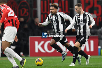 2024-11-23 - Teun Koopmeiners of FC Juventus and Weston McKennie FC Juventus during the Italian Serie A football match between AC Milan and FC Juventus on November 23, 2024 at Giuseppe Meazza San Siro Siro stadium in Milan, Italy - AC MILAN VS JUVENTUS FC - ITALIAN SERIE A - SOCCER