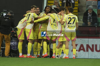 2024-11-02 - Khephren Thuram of Juventus FC celebrates after scoring during Udinese Calcio vs Juventus FC, 11° Serie A Enilive 2024-25 game at Bluenergy stadium in Udine (UD), Italy, on November 02, 2024. - UDINESE CALCIO VS JUVENTUS FC - ITALIAN SERIE A - SOCCER