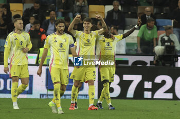 2024-11-02 - Nicolò Savona of Juventus FC celebrates after scoring during Udinese Calcio vs Juventus FC, 11° Serie A Enilive 2024-25 game at Bluenergy stadium in Udine (UD), Italy, on November 02, 2024. - UDINESE CALCIO VS JUVENTUS FC - ITALIAN SERIE A - SOCCER