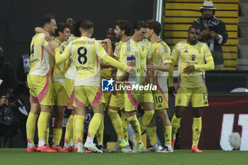 2024-11-02 - Nicolò Savona of Juventus FC celebrates after scoring during Udinese Calcio vs Juventus FC, 11° Serie A Enilive 2024-25 game at Bluenergy stadium in Udine (UD), Italy, on November 02, 2024. - UDINESE CALCIO VS JUVENTUS FC - ITALIAN SERIE A - SOCCER