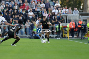 2024-10-20 - Venezia’s Michael Svoboda in action against Atalanta’s Nicolo Zaniolo during the Italian Serie A soccer championship football match between Venezia FC and Atalanta BC at Pierluigi Penzo Stadium on October 20th, 2024, Venezia, Italy - VENEZIA FC VS ATALANTA BC - ITALIAN SERIE A - SOCCER