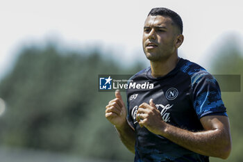 2024-07-26 - Napoli's Moroccan forward Walid Cheddira during SSC Napoli's 2024-25 preseason training camp in Castel Di Sangro, Abruzzo, Italy. - NAPOLI - PRESS CONFERENCE AND TRAINING - ITALIAN SERIE A - SOCCER